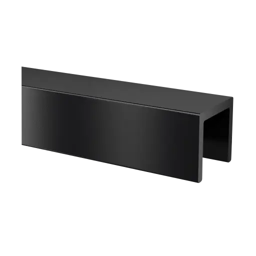 [166944-050-22-82] Profil en U, Easy Glass; 166944-050-22-82; , L=5000 mm, pour verre 21,52 mm, aluminium, noir satiné (RAL 9005), surface texturée, une seule couche - NEW; BLACK LINE
